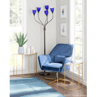 Lumisource LS-MEDUSA BKBU Medusa Contemporary Floor Lamp with Black Chrome Base and Blue Glass Sconces